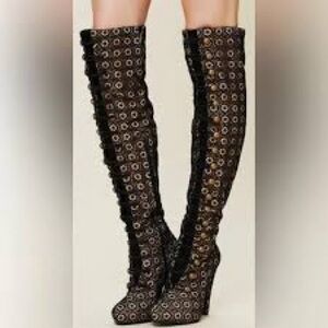 Jeffrey Campbell Free People Battalion Lace Over the Knee Boots Size 9